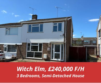 Witch Elm, £240,000 F/H 3 Bedrooms, Semi-Detached House